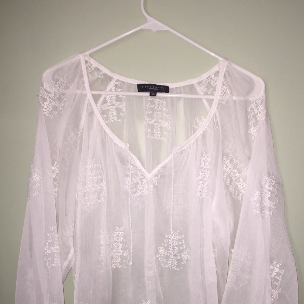 Woman’s Sanctuary White Sheer Blouse Size XS - M